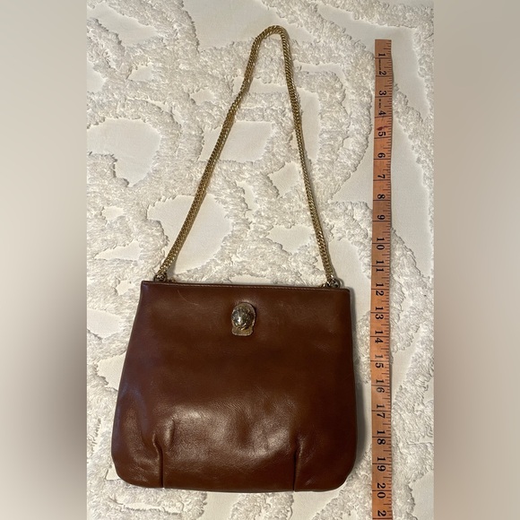 Vintage (1970s) Ruth Saltz Brown Leather Adjustable Cougar Head Purse - Picture 9 of 9